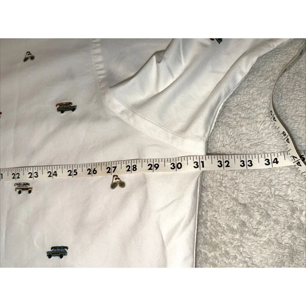 Ralph Lauren Mens Button Shirt Short Sleeve 3XB Cars Glasses Embroidered White